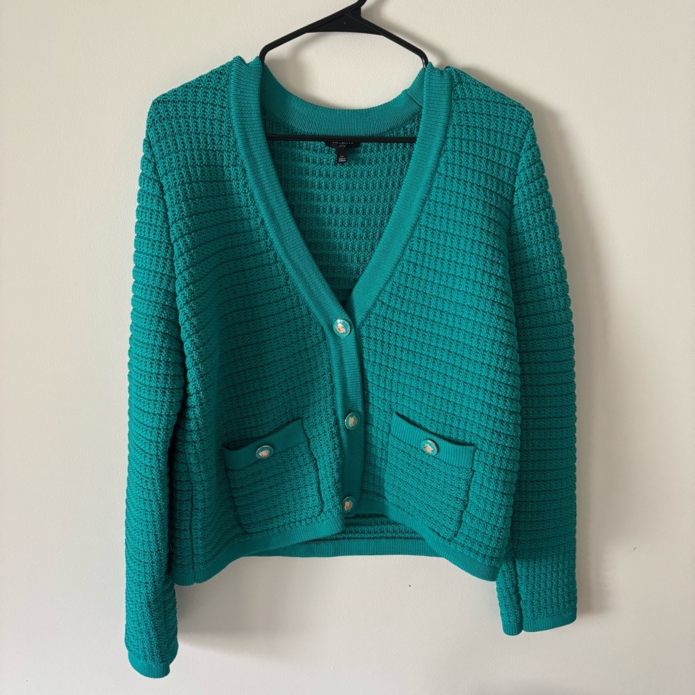 Talbots Lapis Kate Cardigan Textruded Knit Cardigan Jacket Petite Large